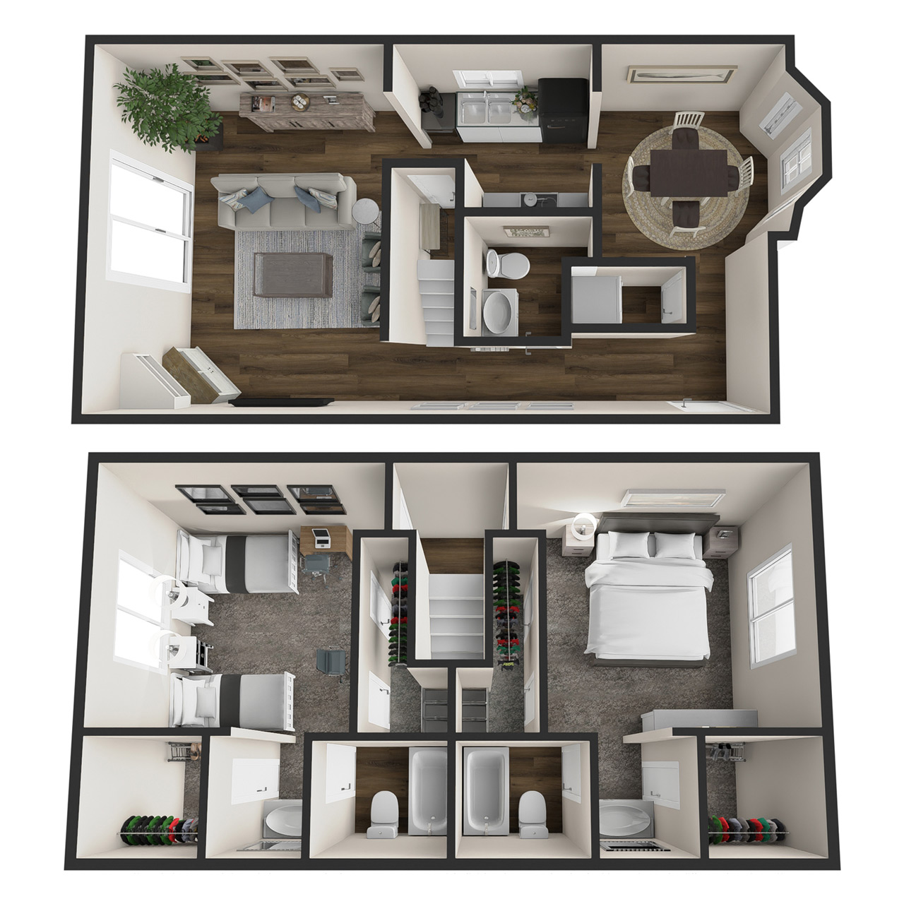Two Bedroom Townhouse floor plan